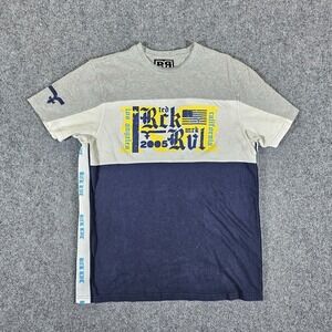 Y2K Rock Revival Colorblock Graphic T Shirt Multicolor Men's Size Large Grunge‎